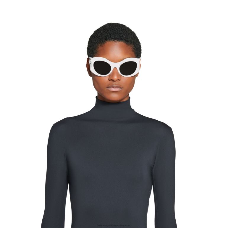 beyaz DBJ0F692 kadın kum saati yuvarlak güneş gözlüğü Balenciaga