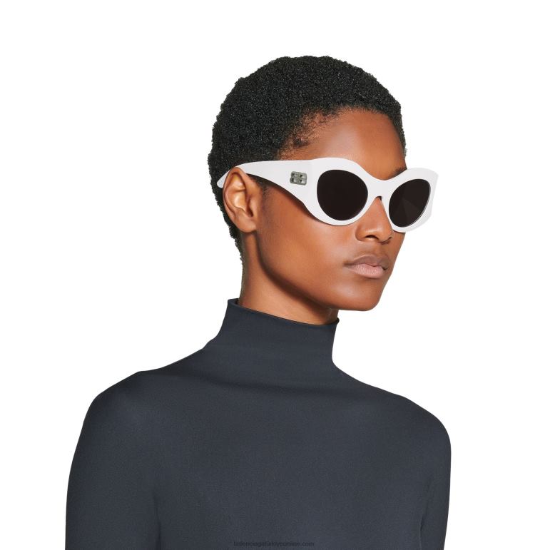 beyaz DBJ0F692 kadın kum saati yuvarlak güneş gözlüğü Balenciaga