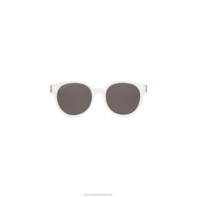 beyaz DBJ0F739 kadın hanedanı yuvarlak güneş gözlüğü Balenciaga