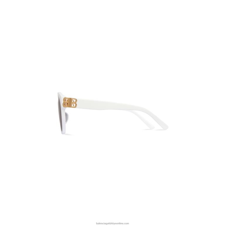 beyaz DBJ0F739 kadın hanedanı yuvarlak güneş gözlüğü Balenciaga