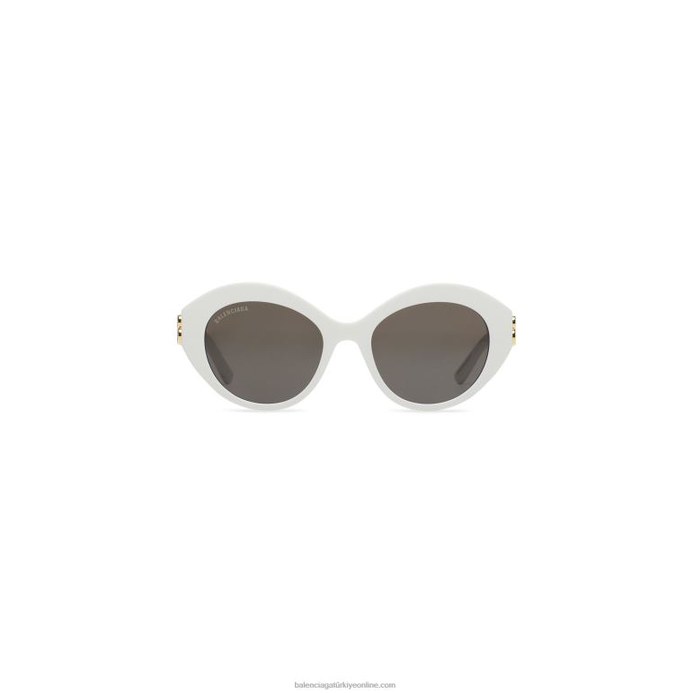 beyaz DBJ0F825 kadın hanedanı oval güneş gözlüğü Balenciaga