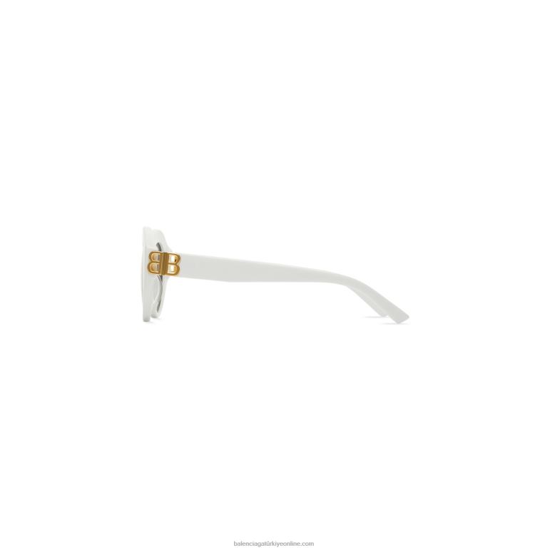 beyaz DBJ0F825 kadın hanedanı oval güneş gözlüğü Balenciaga