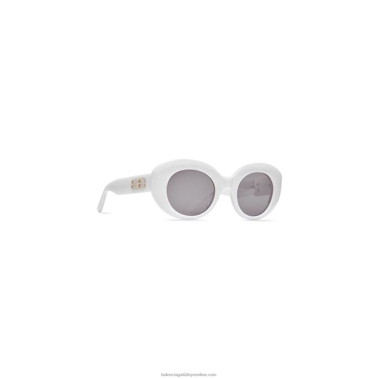 beyaz DBJ0F829 kadın rive Gauche yuvarlak güneş gözlüğü Balenciaga