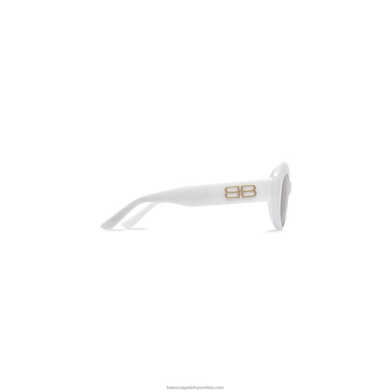 beyaz DBJ0F829 kadın rive Gauche yuvarlak güneş gözlüğü Balenciaga