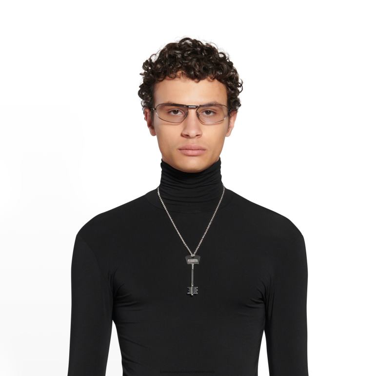 gümüş DBJ0F787 kadın etiketi 2.0 oval güneş gözlüğü Balenciaga