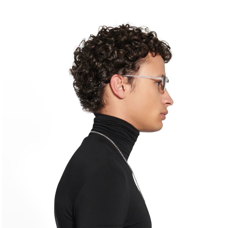 gümüş DBJ0F787 kadın etiketi 2.0 oval güneş gözlüğü Balenciaga