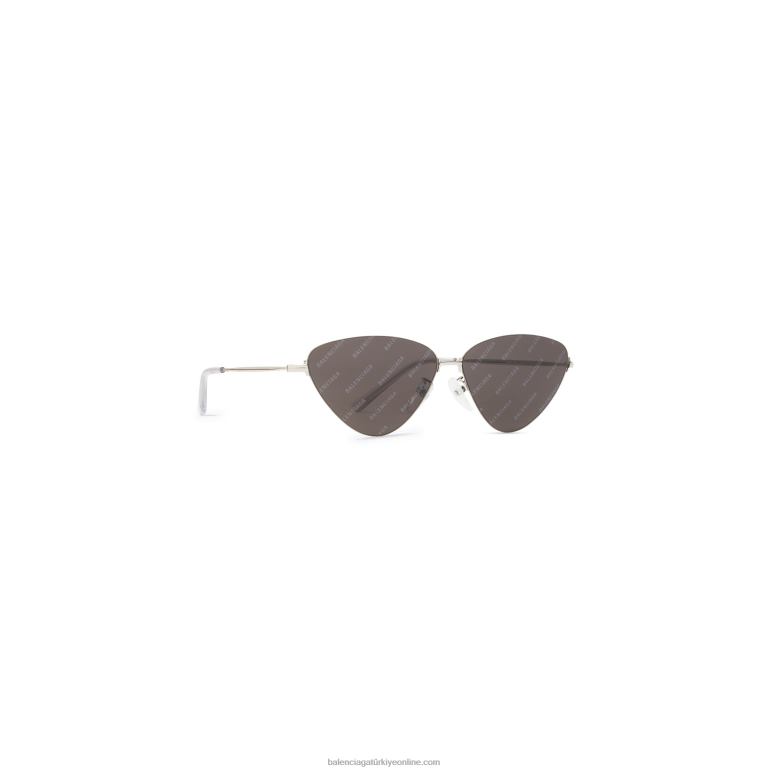 gümüş/siyah DBJ0F865 kadın görünmez kedi güneş gözlüğü Balenciaga