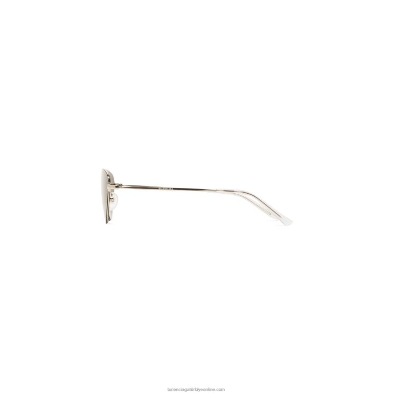 gümüş/siyah DBJ0F867 kadın görünmez havacı güneş gözlüğü Balenciaga