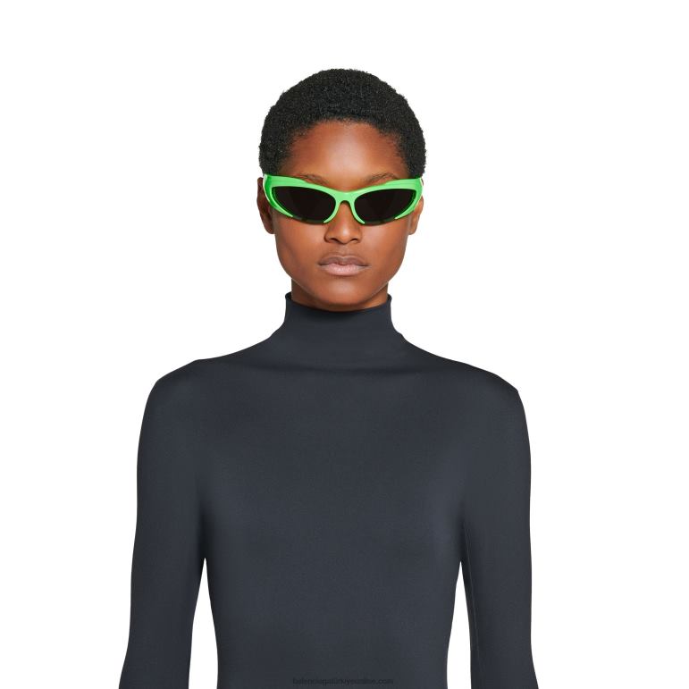 grip yeşili DBJ0F725 kadın ters xpander dikdörtgen güneş gözlüğü Balenciaga