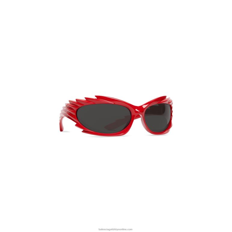 kırmızı DBJ0F691 kadın başak dikdörtgen güneş gözlüğü Balenciaga
