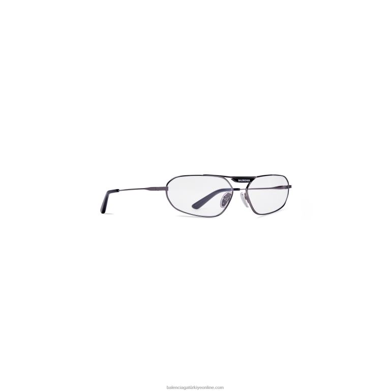 koyu gümüş DBJ0F786 kadın etiketi 2.0 oval güneş gözlüğü Balenciaga