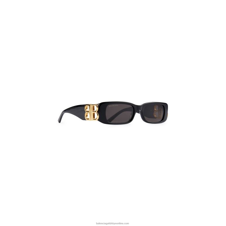 siyah DBJ0F670 kadın hanedanı dikdörtgen güneş gözlüğü Balenciaga