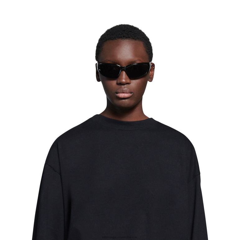 siyah DBJ0F683 kadın hızlı oval güneş gözlüğü Balenciaga