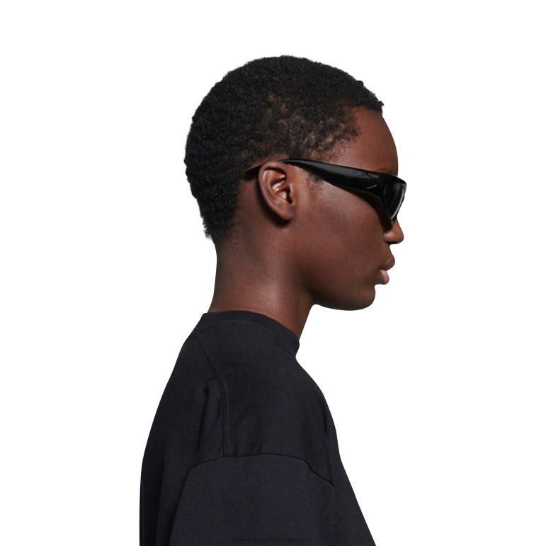 siyah DBJ0F683 kadın hızlı oval güneş gözlüğü Balenciaga