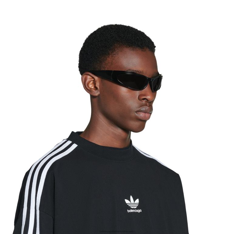 siyah DBJ0F724 kadın ters xpander dikdörtgen güneş gözlüğü Balenciaga