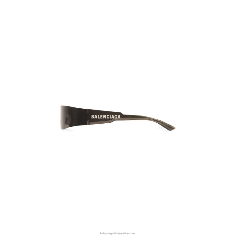 siyah DBJ0F753 kadın mono dikdörtgen güneş gözlüğü Balenciaga