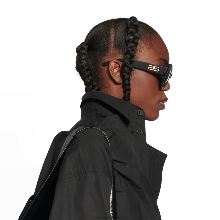 siyah DBJ0F763 kadın rive Gauche yuvarlak güneş gözlüğü Balenciaga
