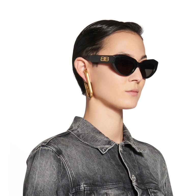 siyah DBJ0F766 kadın rive gauche kedi güneş gözlüğü Balenciaga