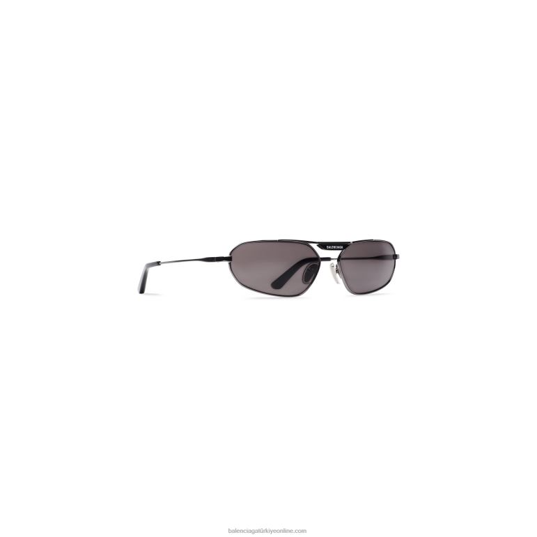 siyah DBJ0F788 kadın etiketi 2.0 oval güneş gözlüğü Balenciaga