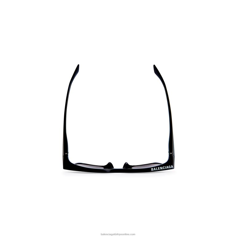 siyah DBJ0F791 kadın çerçeveli dikdörtgen güneş gözlüğü ayarlanabilir uyum Balenciaga