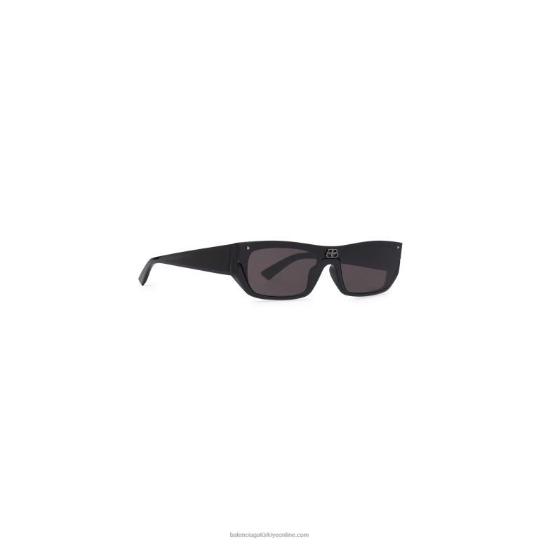 siyah DBJ0F828 kadın kalkan dikdörtgen güneş gözlüğü Balenciaga