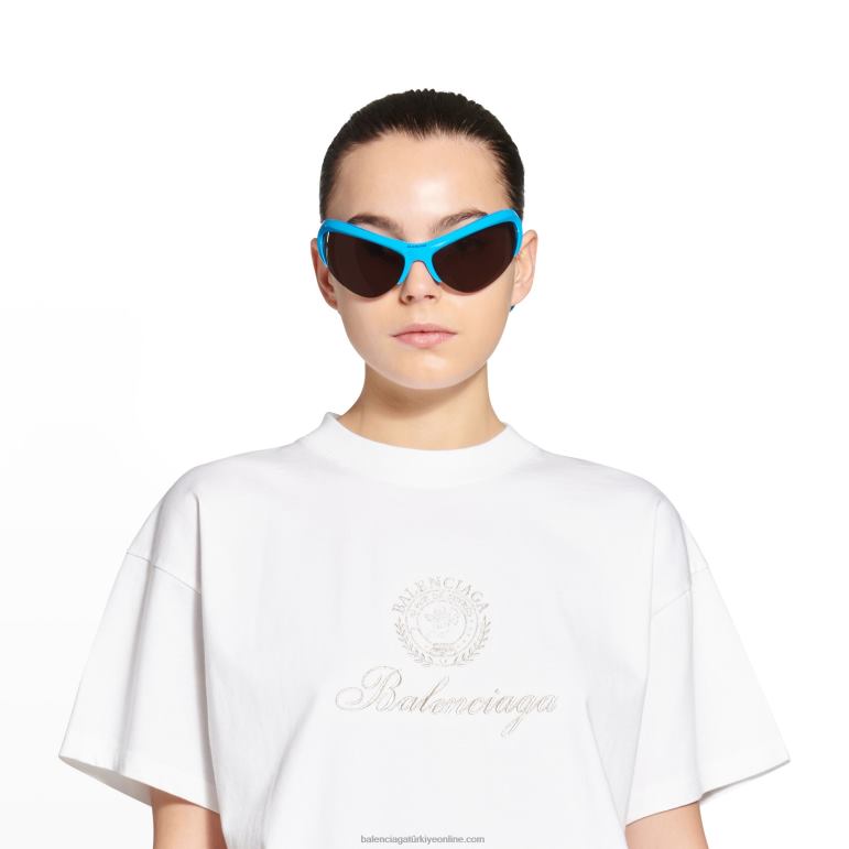 turkuaz DBJ0F768 kadın tel kedi güneş gözlüğü Balenciaga
