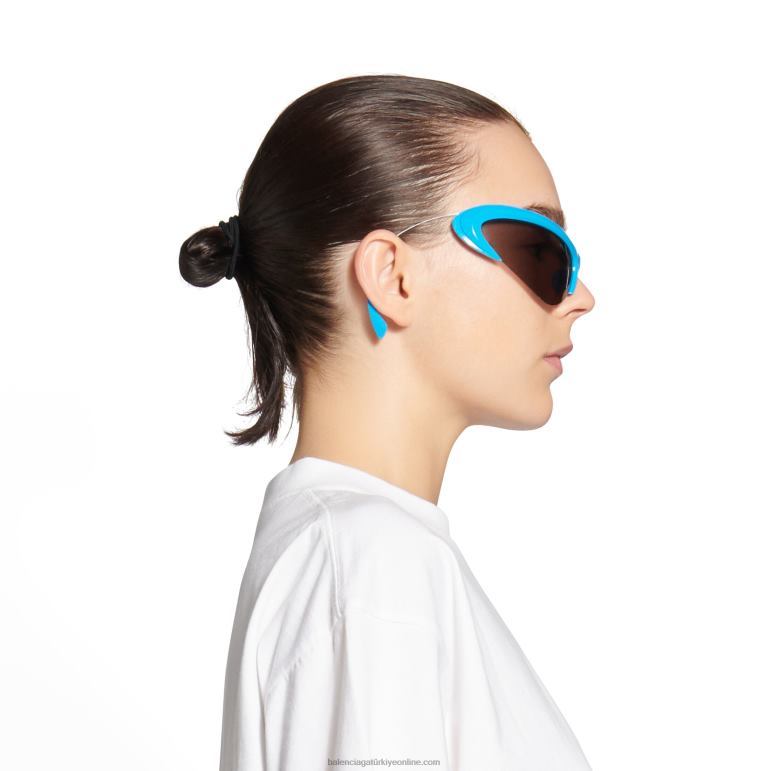 turkuaz DBJ0F768 kadın tel kedi güneş gözlüğü Balenciaga