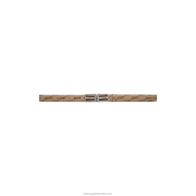 bej DBJ0F822 kadın bb imza kemeri bb monogram kaplı kanvas Balenciaga