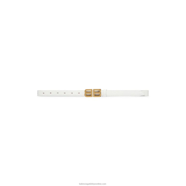 beyaz DBJ0F834 kadın bb kum saati ince kemer timsah kabartmalı Balenciaga