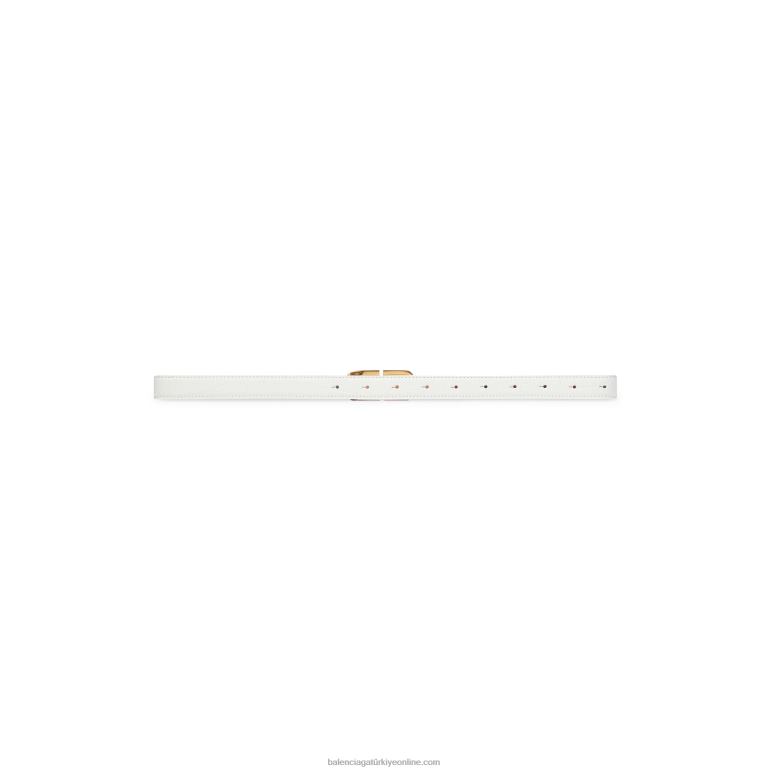 beyaz DBJ0F834 kadın bb kum saati ince kemer timsah kabartmalı Balenciaga