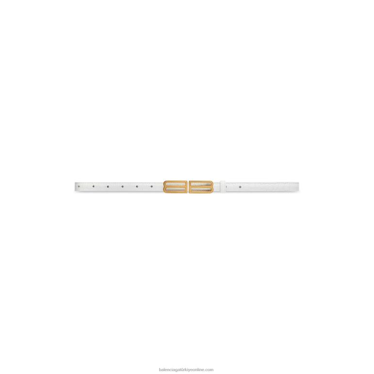 beyaz DBJ0F843 kadın bb streç kemer timsah kabartmalı Balenciaga