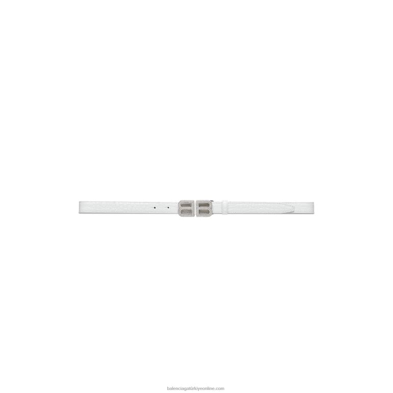optik beyaz DBJ0F735 kadın bb kum saati rhinestones ile kabartmalı ince kemer timsah Balenciaga