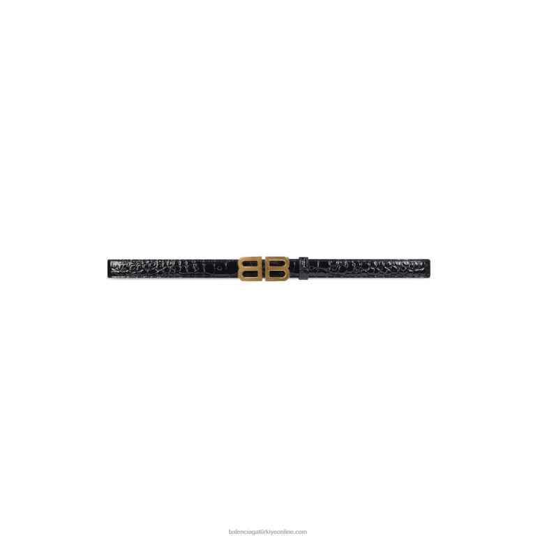 siyah DBJ0F835 kadın bb kum saati ince kemer Balenciaga