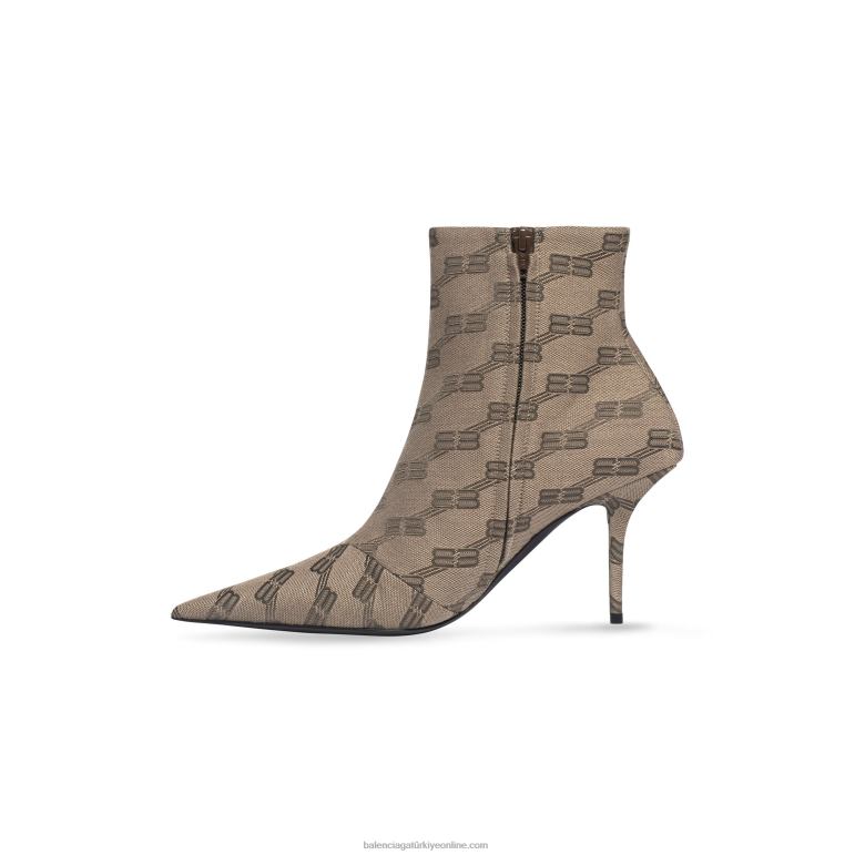 koyu gri DBJ0F234 kadın kare bıçak 80mm bootie bb monogram Balenciaga