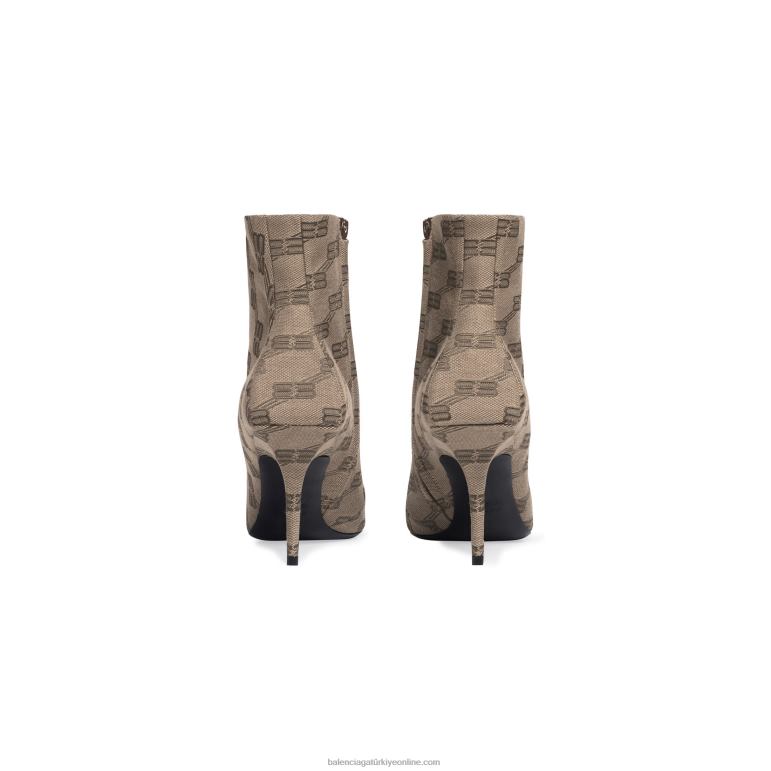 koyu gri DBJ0F234 kadın kare bıçak 80mm bootie bb monogram Balenciaga