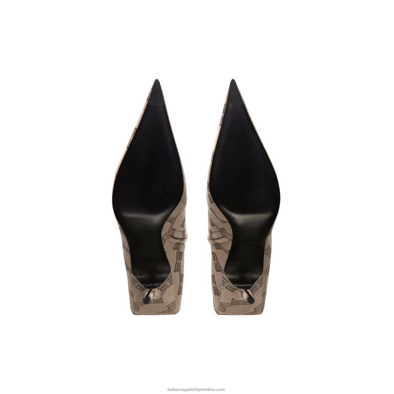 koyu gri DBJ0F234 kadın kare bıçak 80mm bootie bb monogram Balenciaga