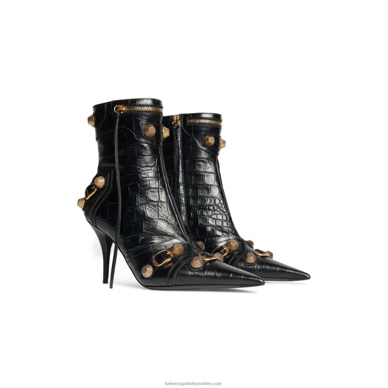 siyah DBJ0F216 kadın cagole 90mm timsah kabartmalı bootie Balenciaga