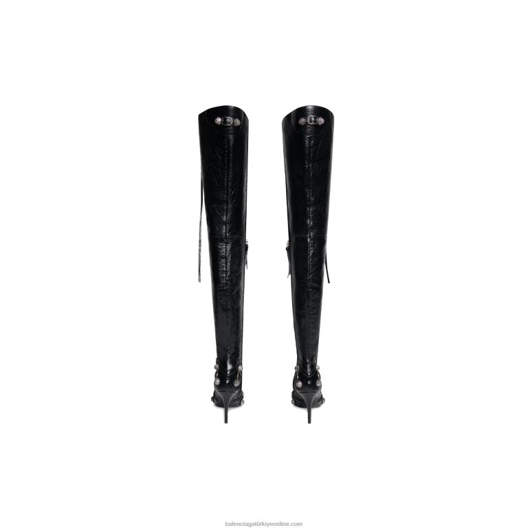 siyah DBJ0F230 kadın cagole 90 mm diz üstü çizme Balenciaga