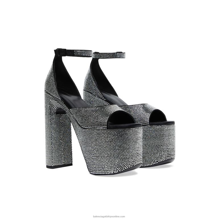 siyah DBJ0F208 kadın camden 160 mm taşlı sandalet Balenciaga