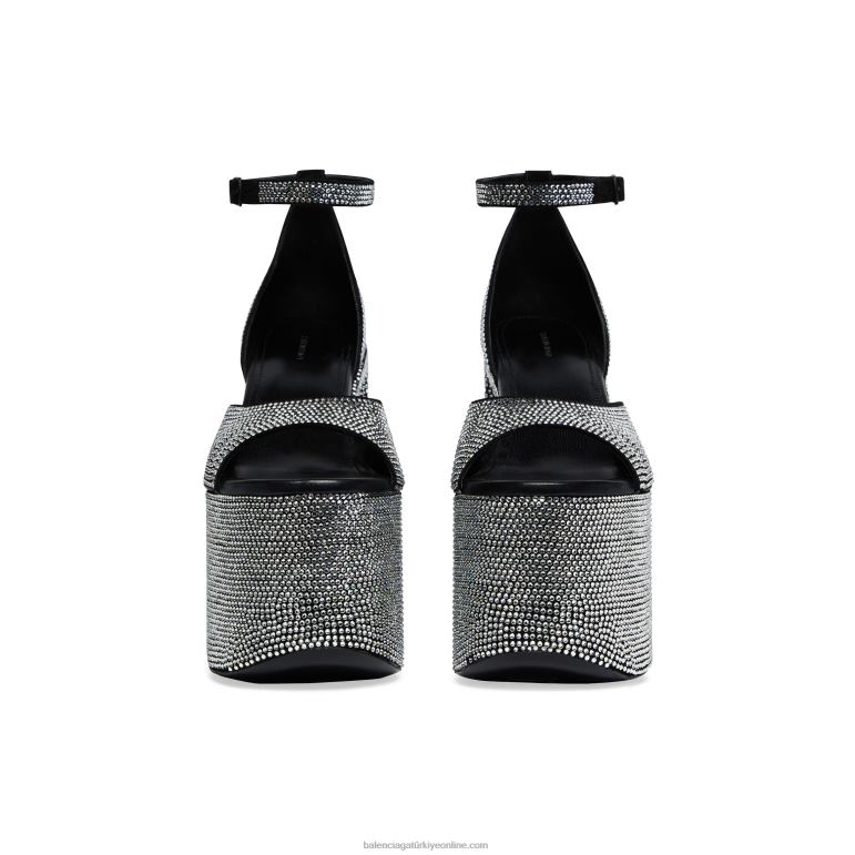 siyah DBJ0F208 kadın camden 160 mm taşlı sandalet Balenciaga
