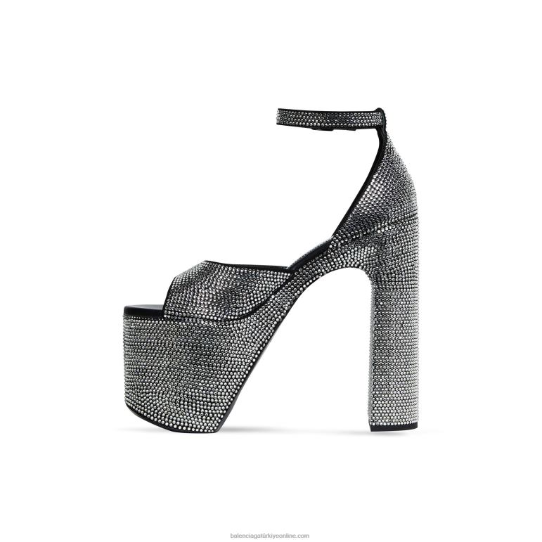 siyah DBJ0F208 kadın camden 160 mm taşlı sandalet Balenciaga