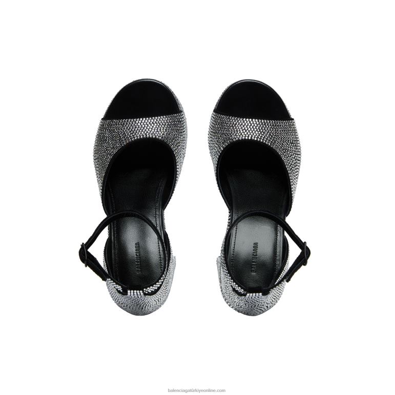 siyah DBJ0F208 kadın camden 160 mm taşlı sandalet Balenciaga