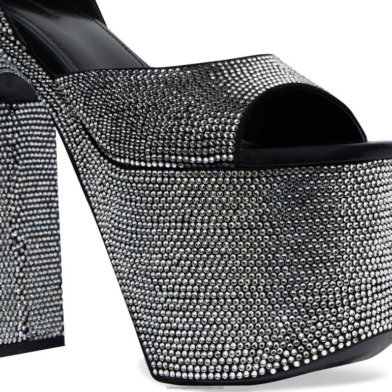siyah DBJ0F208 kadın camden 160 mm taşlı sandalet Balenciaga