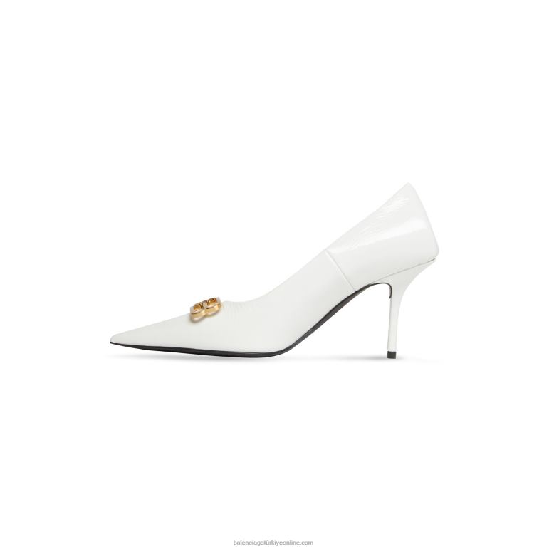 beyaz DBJ0F193 kadın kare bıçak bb 80mm pompa Balenciaga