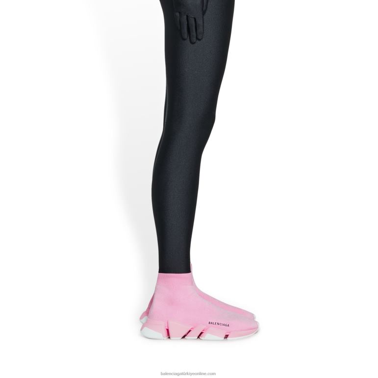 açık pembe DBJ0F177 Çift renkli tabanlı kadın speed 2.0 geri dönüştürülmüş örgü spor ayakkabı Balenciaga