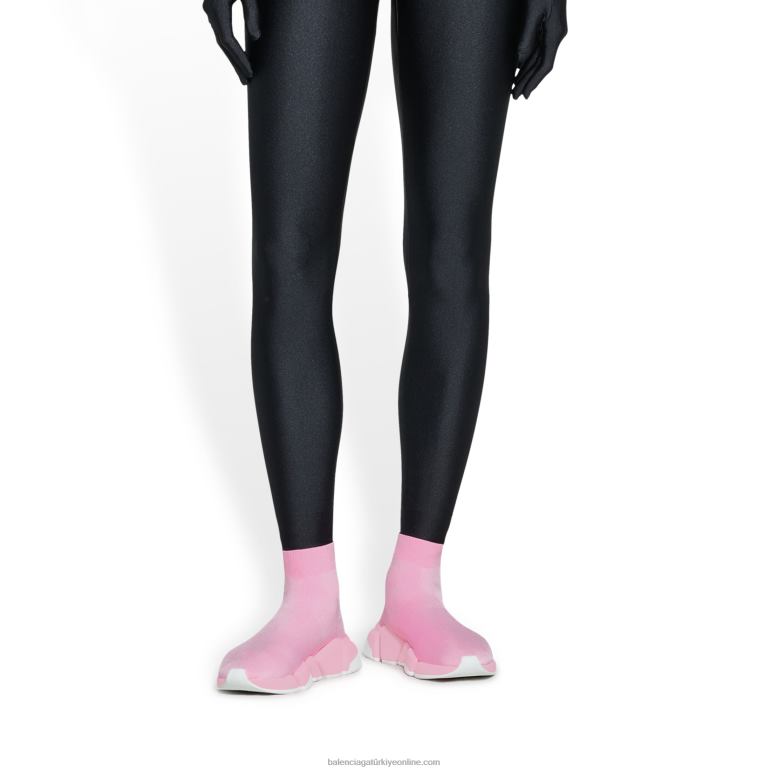 açık pembe DBJ0F177 Çift renkli tabanlı kadın speed 2.0 geri dönüştürülmüş örgü spor ayakkabı Balenciaga