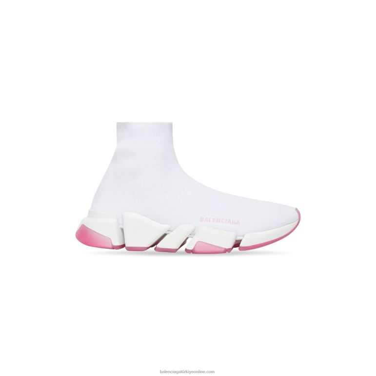 beyaz DBJ0F184 şeffaf tabanlı kadın speed 2.0 geri dönüştürülmüş örgü spor ayakkabı Balenciaga