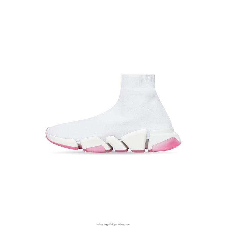 beyaz DBJ0F184 şeffaf tabanlı kadın speed 2.0 geri dönüştürülmüş örgü spor ayakkabı Balenciaga