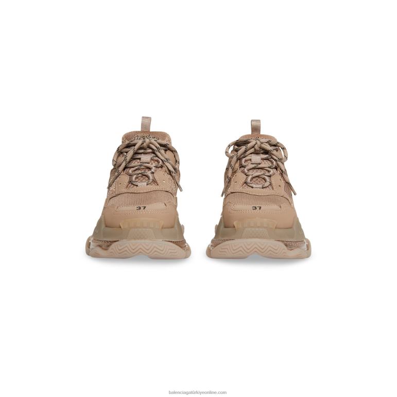 kahverengi DBJ0F159 Kadın üçlü şeffaf tabanlı spor ayakkabı Balenciaga