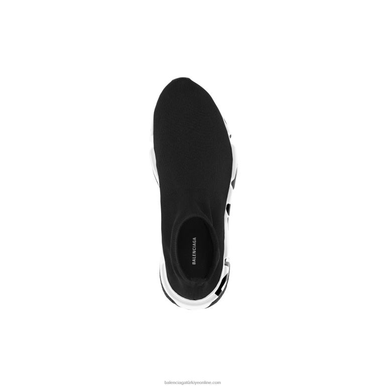 siyah beyaz DBJ0F203 kadın speed geri dönüşümlü örgü grafiti spor ayakkabı Balenciaga